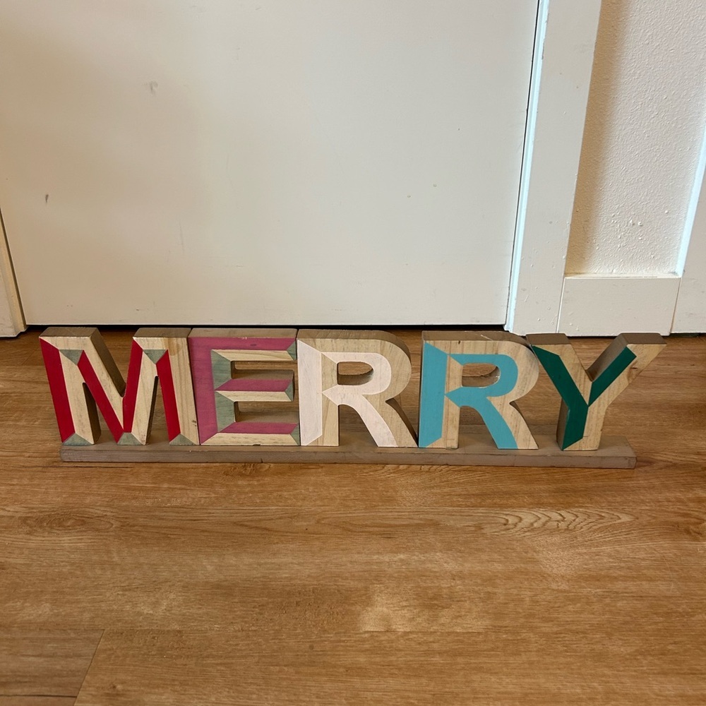 Merry wood sign